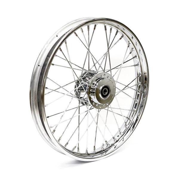 2.15 x 21 front wheel 40 spokes chrome – 00-03 FXD; 00-07 XL Sportster with single disc
