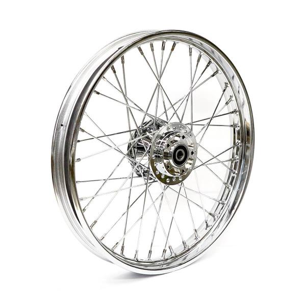 2.15 x 21 front wheel 40 spokes chrome – 00-03 FXD; 00-07 XL Sportster with single disc