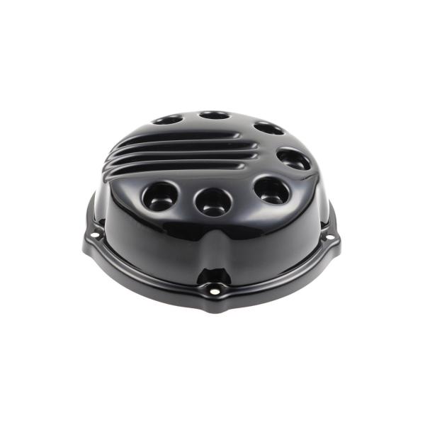 Cult-Werk Luftfilter Abdeckung. Slotted, glänzend schwarz – 18-24 Softail with 107" engine with round OEM air cleaner (NU)