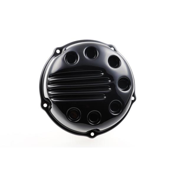 Cult-Werk Luftfilter Abdeckung. Slotted, glänzend schwarz – 18-24 Softail with 107" engine with round OEM air cleaner (NU)