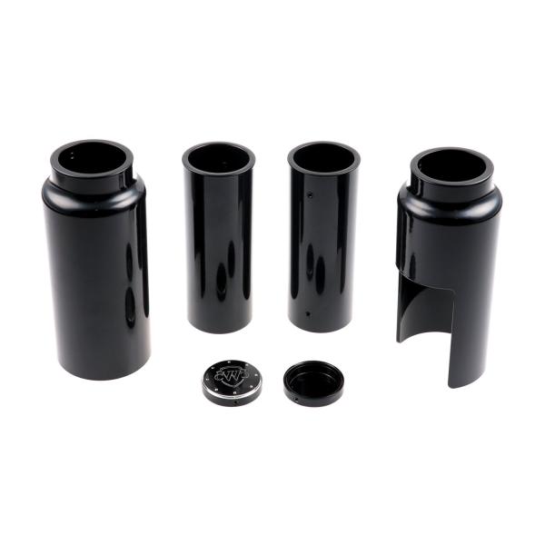 Cult-Werk 6-teilig Gabelrohr-Abdeckungsset. glänzend schwarz. Logo – 18-26 Softail Street Bob; Standard: 18-20(NU)FXBB Street Bob 107; 25-26 FXBB Street Bob 117; 21-24(NU)FXBBS Street Bob 114; 20-24(NU)FXST Softail Standard 107