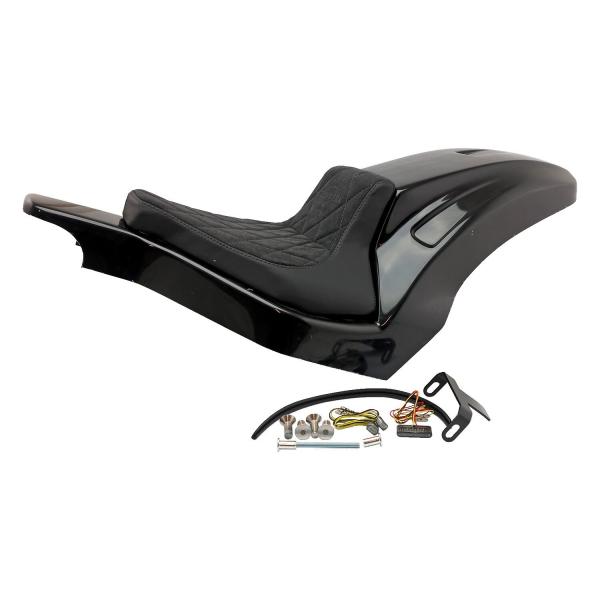 Cult-Werk Softail wide fender Set ''Racing''. Solo Sitzbank – 18-26 Softail Fat Boy: 18-20 (NU) FLFB Fat Boy 107; 20-24 (NU) FLFBS Fat Boy 114; 25-26 FLFB Fat Boy 117