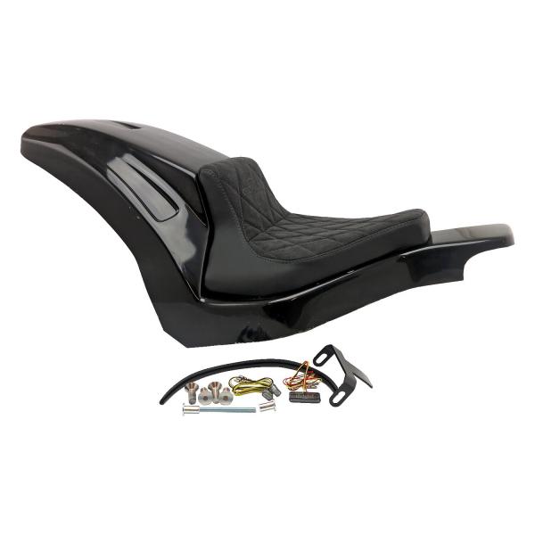Cult-Werk Softail wide fender Set ''Racing''. Solo Sitzbank – 18-26 Softail Fat Boy: 18-20 (NU) FLFB Fat Boy 107; 20-24 (NU) FLFBS Fat Boy 114; 25-26 FLFB Fat Boy 117