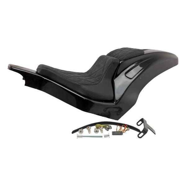 Cult-Werk Softail wide fender Set ''Racing''. 2-up Sitzbank – 18-26 Softail Fat Boy: 18-20 (NU) FLFB Fat Boy 107; 20-24 (NU) FLFBS Fat Boy 114; 25-26 FLFB Fat Boy 117