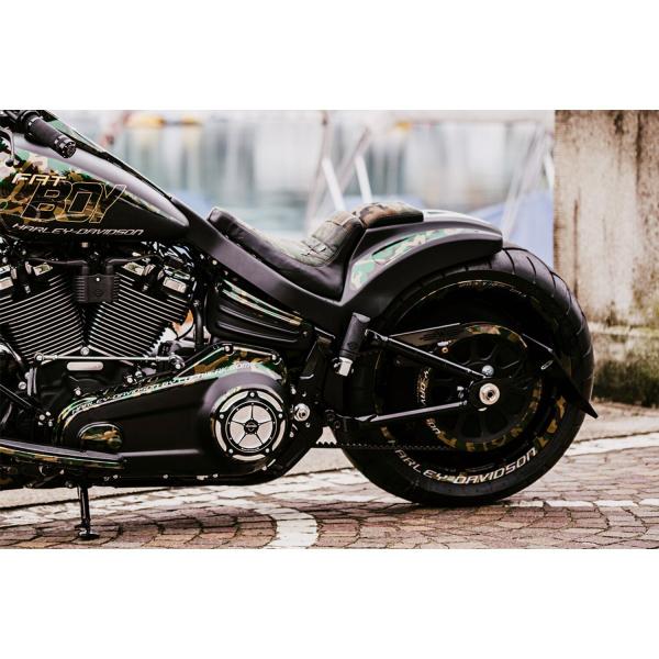 Cult-Werk Softail wide fender Set ''Racing''. 2-up Sitzbank – 18-26 Softail Fat Boy: 18-20 (NU) FLFB Fat Boy 107; 20-24 (NU) FLFBS Fat Boy 114; 25-26 FLFB Fat Boy 117