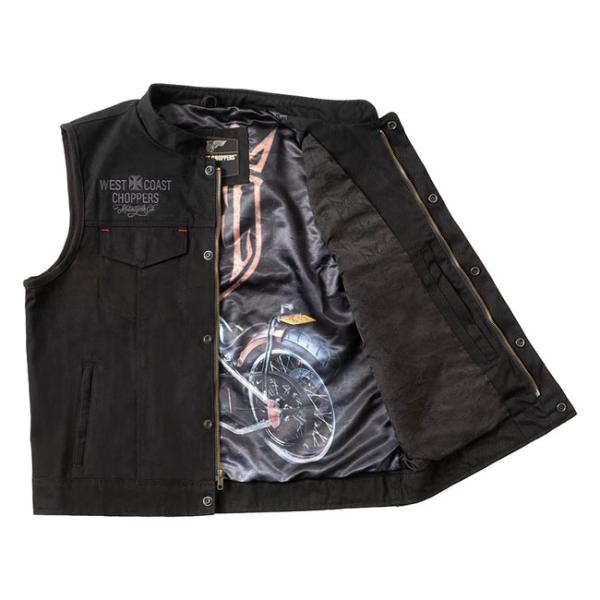 West Coast Choppers WCC x 13 1/2 Dominator black canvas riding vest Kutte Weste Biker Bikerweste