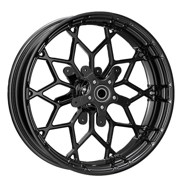 Arlen Ness, 21x5.5 Fat Factory 'Prodigy' wheel. Front. Black – Front: 08-25 FLT/Touring (excl. 23-25 CVO; 24-25 FLHX; 2025 FLHXU; 24-25 FLTRX) (NU)