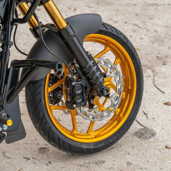 Arlen Ness, Speed-5-Felge 21 x 3.5 Zoll, vorne, gold – Universell passend. Das modellspezifische Arlen-Ness-Nabenkit muss für ein vollständiges Rad separat bestellt werden