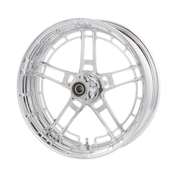 Arlen Ness, Flatline-Felge 21x 5.5 Zoll, verchromt – Universell passend. Das modellspezifische Arlen-Ness-Nabenkit muss für ein vollständiges Rad separat bestellt werden.