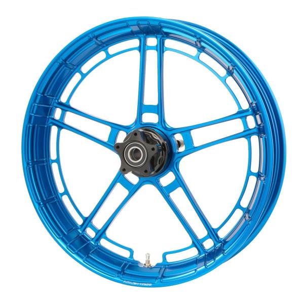 Arlen Ness, Flatline-Felge 19 x 3.25 Zoll, blau – Universell passend. Das modellspezifische Arlen-Ness-Nabenkit muss für ein vollständiges Rad separat bestellt werden.