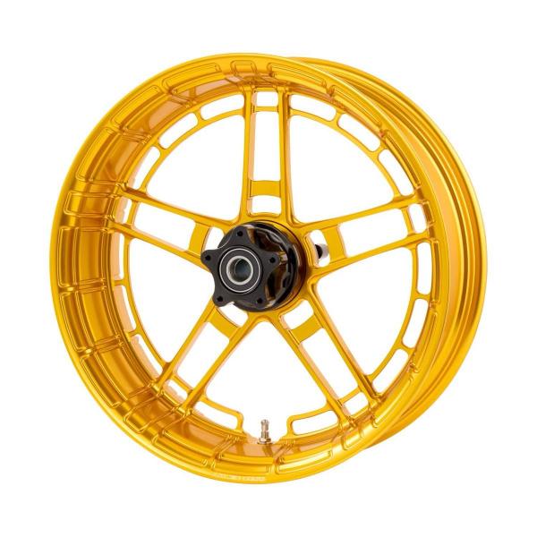 Arlen Ness, Flatline-Felge 21x 5.5 Zoll, gold – Universell passend. Das modellspezifische Arlen-Ness-Nabenkit muss für ein vollständiges Rad separat bestellt werden.