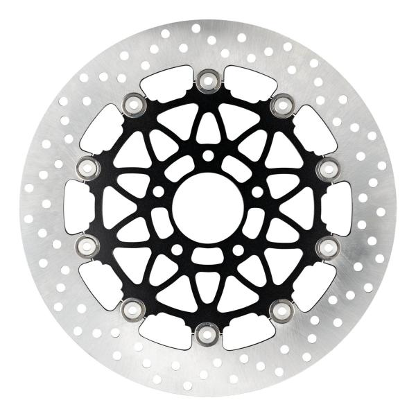 Accossato, floating brake disc front. Round. schwarz