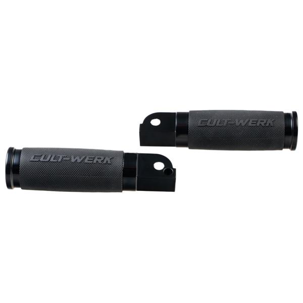 Cult-Werk passenger foot pegs "Racing". schwarz – Passenger: 18-26 Softail