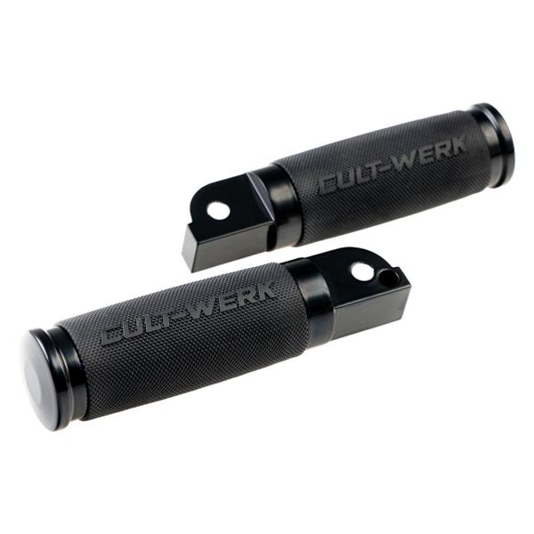 Cult-Werk passenger foot pegs "Racing". schwarz – Passenger: 18-26 Softail