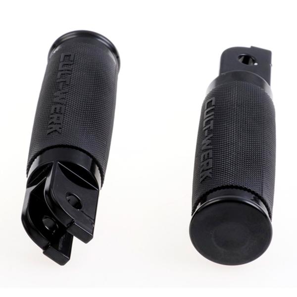 Cult-Werk ''Racing'' rider foot peg set. glänzend schwarz – Rider: 18-26 Softail with foot pegs