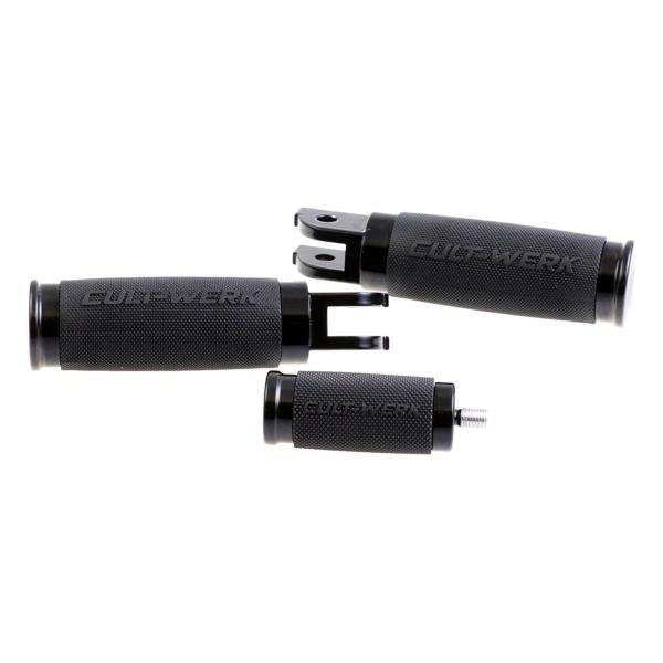 Cult-Werk ''Racing'' rider foot & shift peg set. glänzend schwarz – Rider: 18-26 Softail with foot pegs