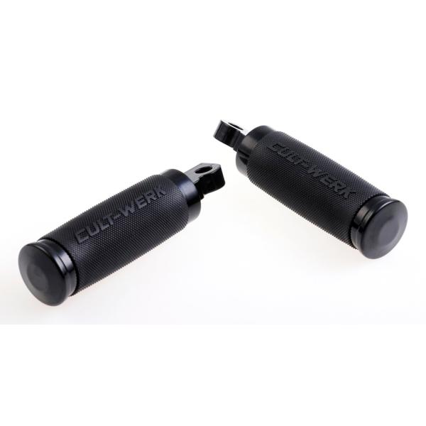 Cult-Werk ''Racing'' rider foot & shift peg set. glänzend schwarz – All traditional H-D male mount