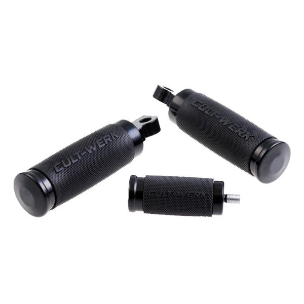 Cult-Werk ''Racing'' rider foot & shift peg set. glänzend schwarz – All traditional H-D male mount