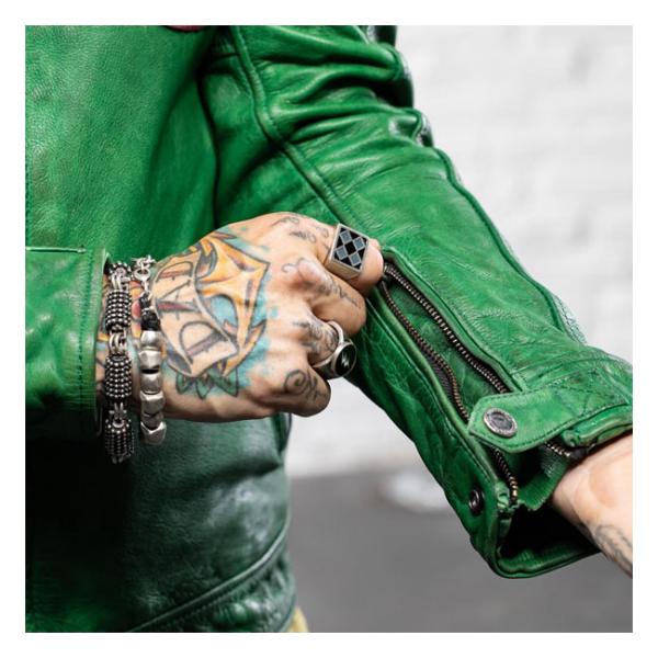 Holy Freedom Zero Evo Jacket Green - Motorrad Lederjacke in Grün
