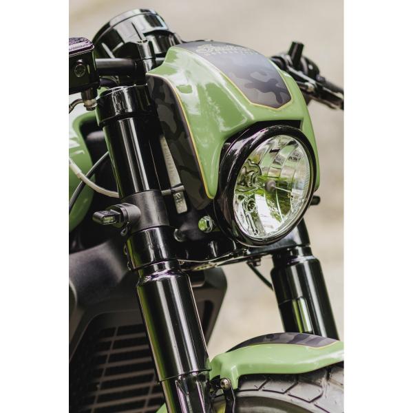 Cult-Werk Scheinwerfermaske NRS Style, glänzend schwarz – Indian Scout Bobber, Baujahre 2018–2024