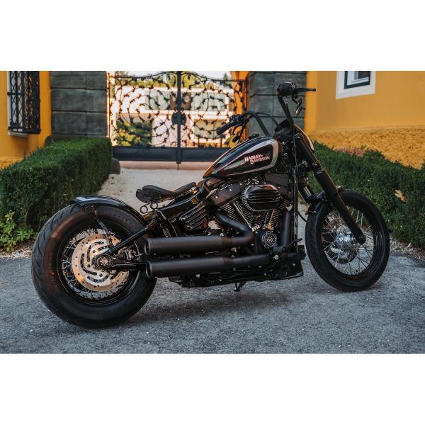 Cult-Werk Heckfender conversion kit ''Old School''. schwarz – 18-26 Softail FXBB/S; FXST: 25-26 FXBB Street Bob 117; 21-24(NU)FXBBS Street Bob 114; 18-20(NU)FXBB Street Bob 107; 20-24 FXST(NU)Softail Standard 107