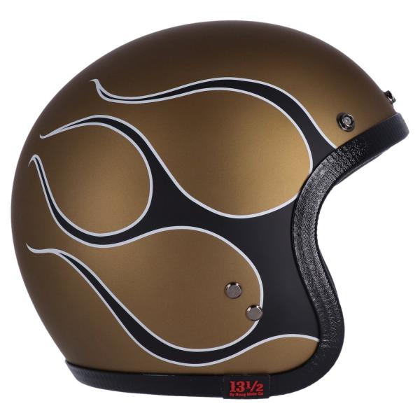 13 1/2 Skull bucket helmet flames matt gold, Size M