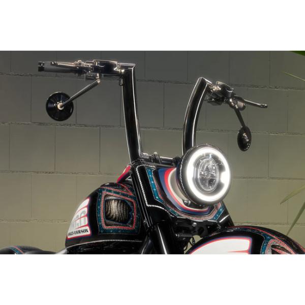Killer Custom, Monarch 2" Fat bar. 8" rise Lenkrad für Harley-Davidson® 82–24 H-D mech. & e-Throttle (ausgenommen 88–11 Springer) mit 1" I.D. Risern. Ausgenommen Modelle mit hydraulischem Kupplungsgeberzylinder