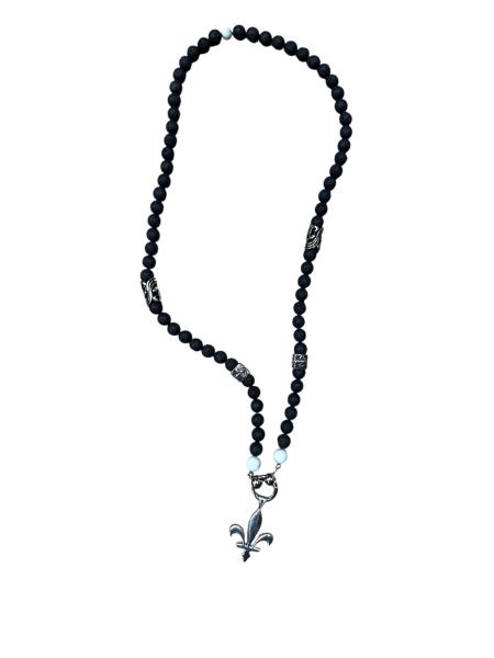 Bosnian Rebel – Lava Stone Necklace with silver Lily Pendant 1