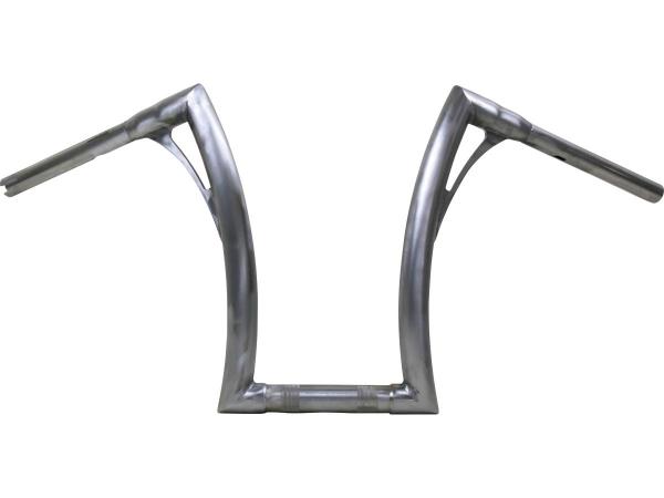 380 Tall Flow Bar Super Fat Handlebar for M8 Softail with 1 1/4" Clamp Diameter 3-Hole Raw 1,4" Throttle By Wire