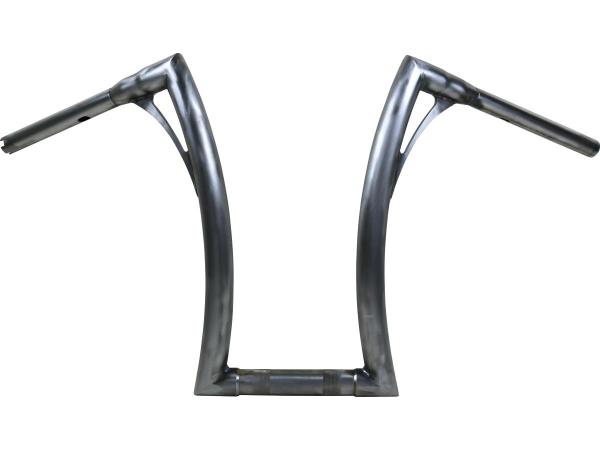 430 Extra Tall Flow Bar Super Fat Handlebar for M8 Softail with 1 1/4" Clamp Diameter 3-Hole Raw 1,4" Throttle By Wire