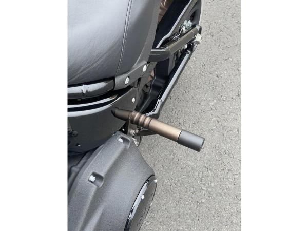 Club Style Engine Guard for M8 Softail with Oil Cooler Protection Bronze Powder Coated Rear