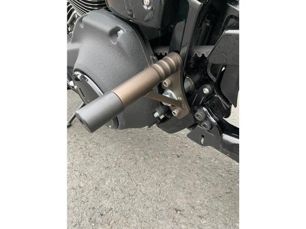 Club Style Engine Guard for M8 Softail with Oil Cooler Protection Bronze Powder Coated Rear
