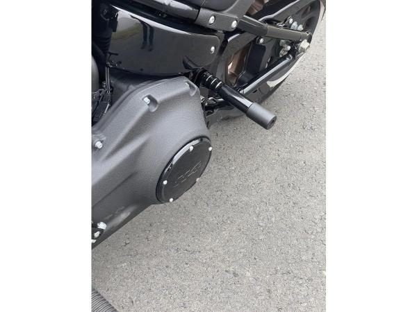 Club Style Engine Guard for M8 Softail with Oil Cooler Protection Black Powder Coated Rear