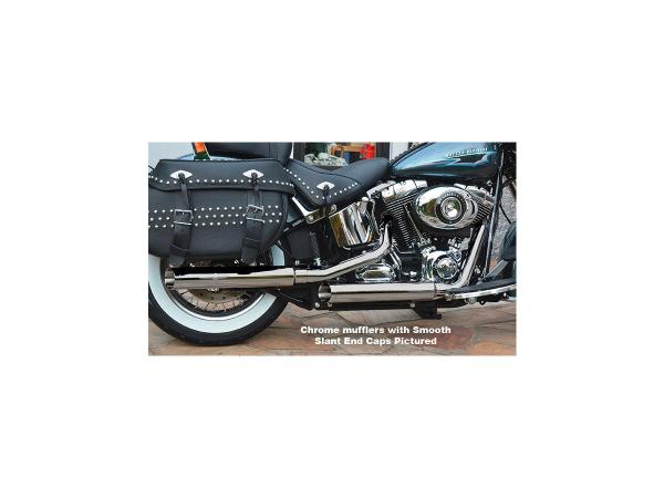 BSL Gun glatt Slip On Mufflers Slant Endkappe schwarz Show Chrome – 12, 14-16 FLS, 12, 14-16 FLSTN, 13 FLS 103, 13 FLSTN103