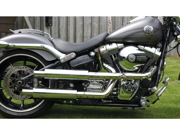 BSL EXHAUST Shotgun OEM Headers Heatshield chrome hole Chrome - BSL Krümmer Jekill and Hyde für Harley Davidson 11-16 Softail