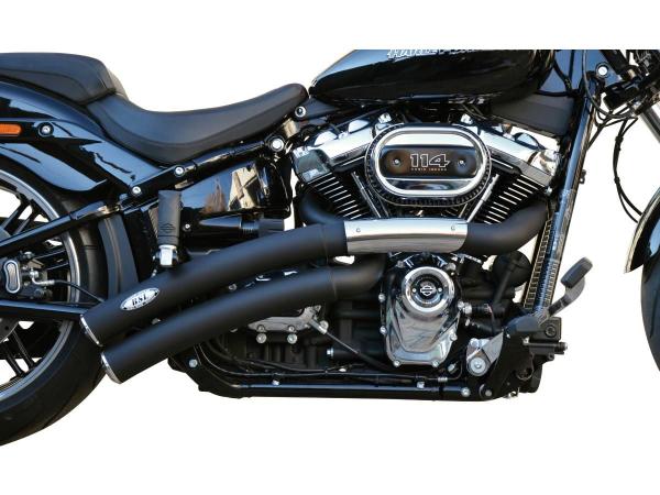 BSL EXHAUST Rainbow Down Under Exhaust System , Polished Smooth Heat Shield, Polished Smooth End Cap, Black Coated - BSL Auspuffanlage für Harley Davidson 18-20 FLFB, 18-19 FXBR, 19-20 FXDRS 114, 18-20 FXBRS 114, 18-20 FLFBS 114, 18 FXBRS 114 ANX, 18 FLFB
