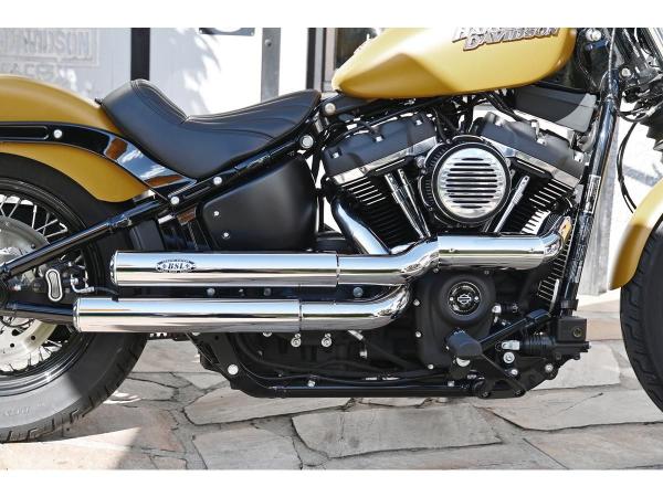 BSL EXHAUST Drager Drag Exhaust System , Polished Smooth Heat Shield, Polished Smooth End Cap, Polished 70 mm - BSL Auspuffanlage für Harley Davidson 18-20 Softail