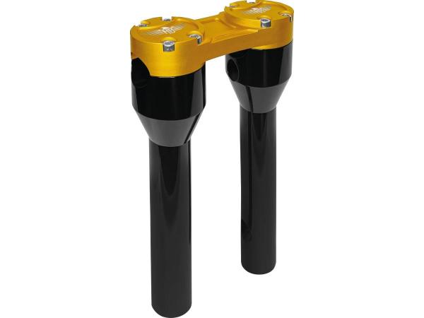 8" Clubstyle Straight Risers With Gold Clamp Black 1 1/4"
