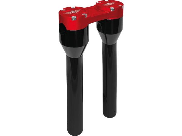 10" Clubstyle Straight Risers With Red Clamp Black 1 1/4"
