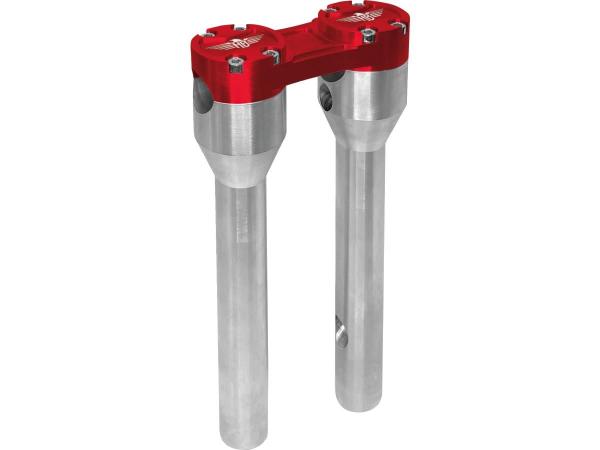 10" Clubstyle Straight Risers With Red Clamp Silver 1 1/4"