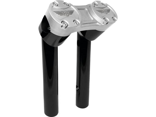 6" Clubstyle Pullback Risers With Silver Clamp Black 1"