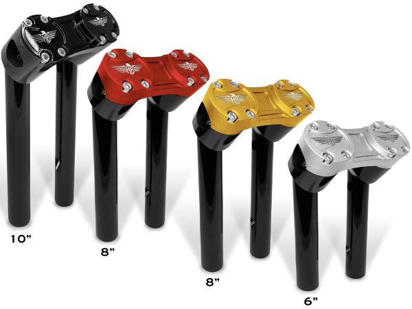 6" Clubstyle Pullback Risers With Silver Clamp Black 1"
