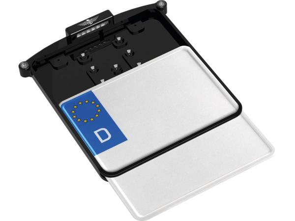 ALL-IN-ONE NANO Kennzeichenhalter License Plate Base Plate 3 in 1 and License Plate Light, German Size 200x180mm Black Anodized