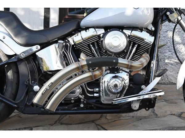 BSL Exhaust Rainbow Down Under Exhaust System , Raw Smooth Heat Shield, Polished Smooth End Cap - BSL Auspuffanlage für Harley Davidson