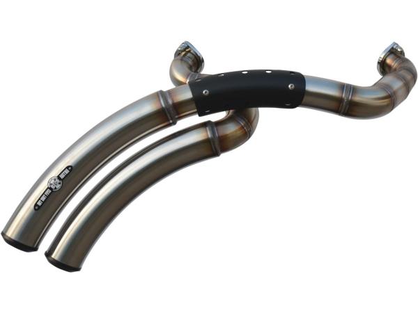 BSL Exhaust Rainbow Down Under Exhaust System , Raw Smooth Heat Shield, Polished Smooth End Cap - BSL Auspuffanlage für Harley Davidson