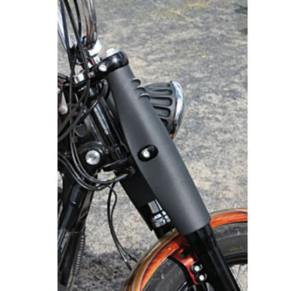 EMD, Bombshell 49 upper fork tube covers. Black Cut für Harley-Davidson® 49-mm-Gabelrohren