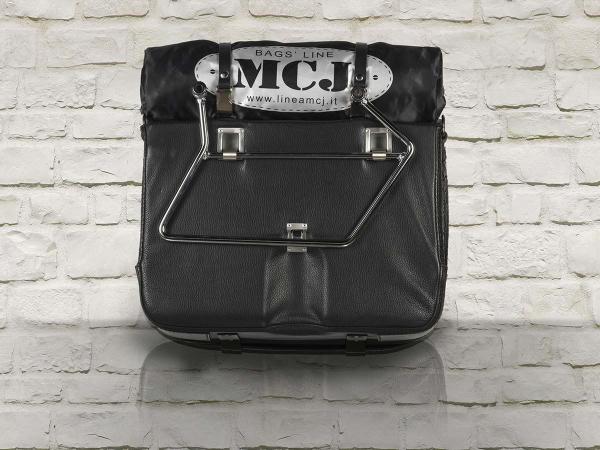 Motorradtasche MCJ Black Python Exclusive Bag Seitentasche Leder mit Halterung für Harley , Victory, Kawasaki, Triumph, Royal Enfield.