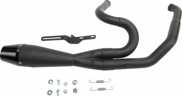 Hochleistungs Auspuffanlage 2 in 1 in Edelstahl / Schwarz Ceramic Handgefertigt mit Schweissnaht Optik für Harley Davidson Touring FLH/FLT Bj. 2017 bis 2023 - Sawicki Shorty 2-into-1