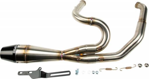 Hochleistungs Auspuffanlage 2 in 1 in Edelstahl / Schwarz Ceramic Handgefertigt mit Schweissnaht Optik für Harley Davidson Touring FLH/FLT Bj. 2017 bis 2023 - Sawicki Shorty 2-into-1