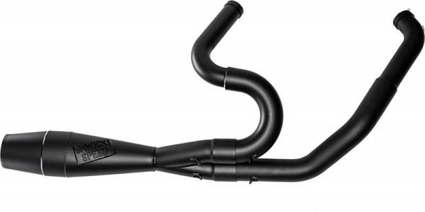 Hochleistungs Auspuffanlage 2 in 1 in Edelstahl / Schwarz Ceramic Handgefertigt mit Schweissnaht Optik für Harley Davidson Touring FLH/FLT Bj. 2017 bis 2023 - Sawicki Shorty 2-into-1